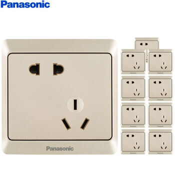 panasonic松下雅悦斜五孔插座10支装香槟金￥10489