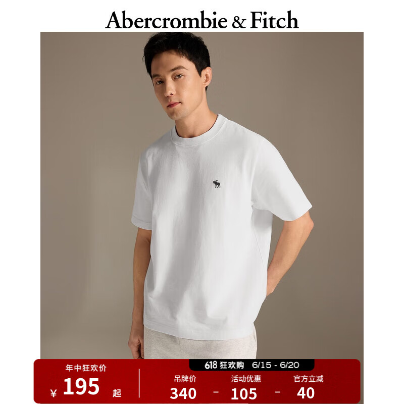 Abercrombie & Fitch 情侣装美式小麋鹿短袖重磅T恤 355506-1 ￥195