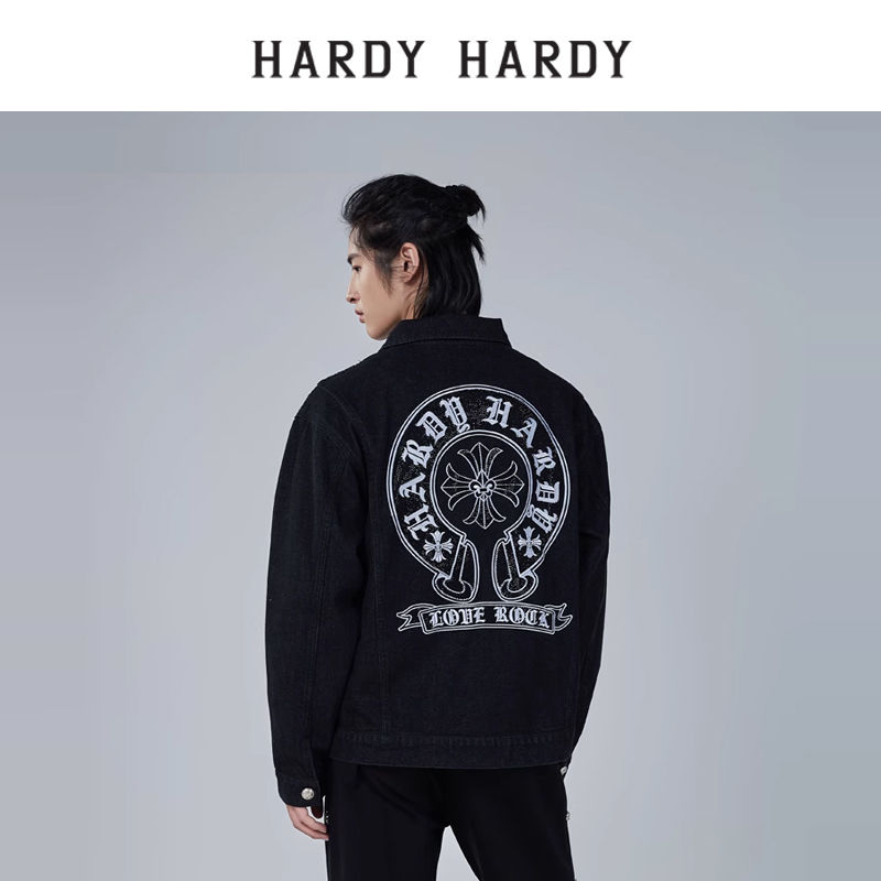 HARDY HARDY 2023冬新款十字架字母情侣夹克衫男女同款牛仔衣外套 322元