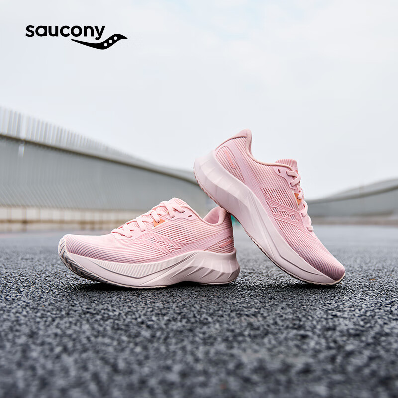 索康尼 saucony 浪潮2代缓震跑鞋女夏季减震训练进阶跑步鞋透气运动鞋女 粉