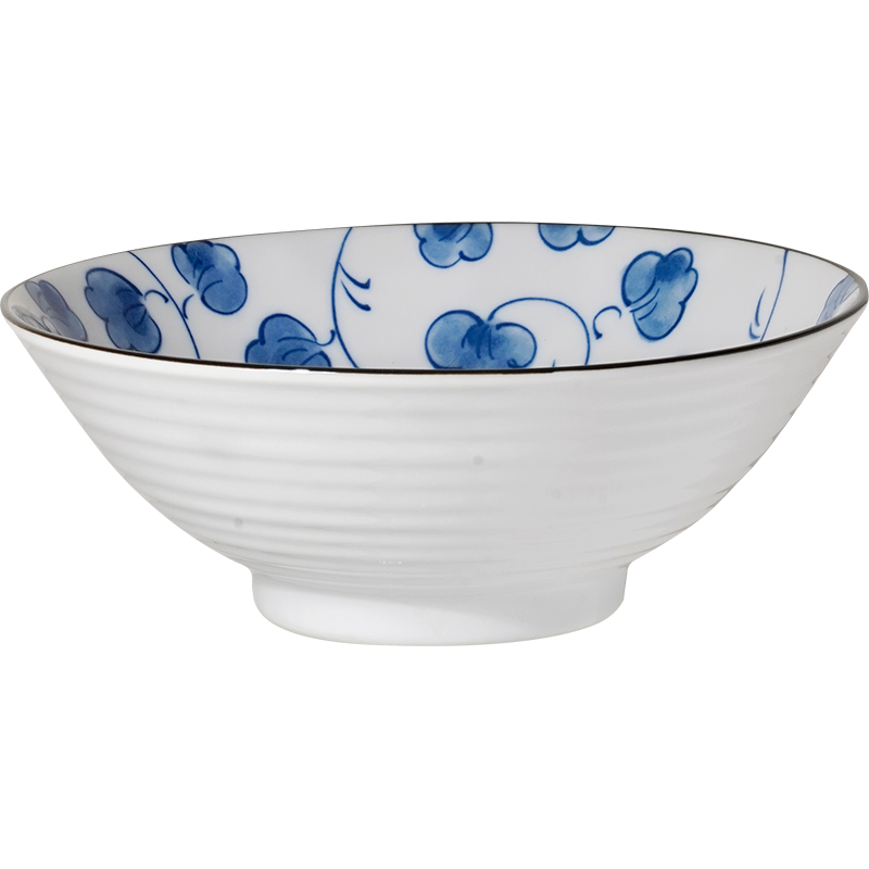美浓烧 日式釉下彩斗笠碗面碗家用青花瓷7.0英寸好看的碗沙拉碗 35元