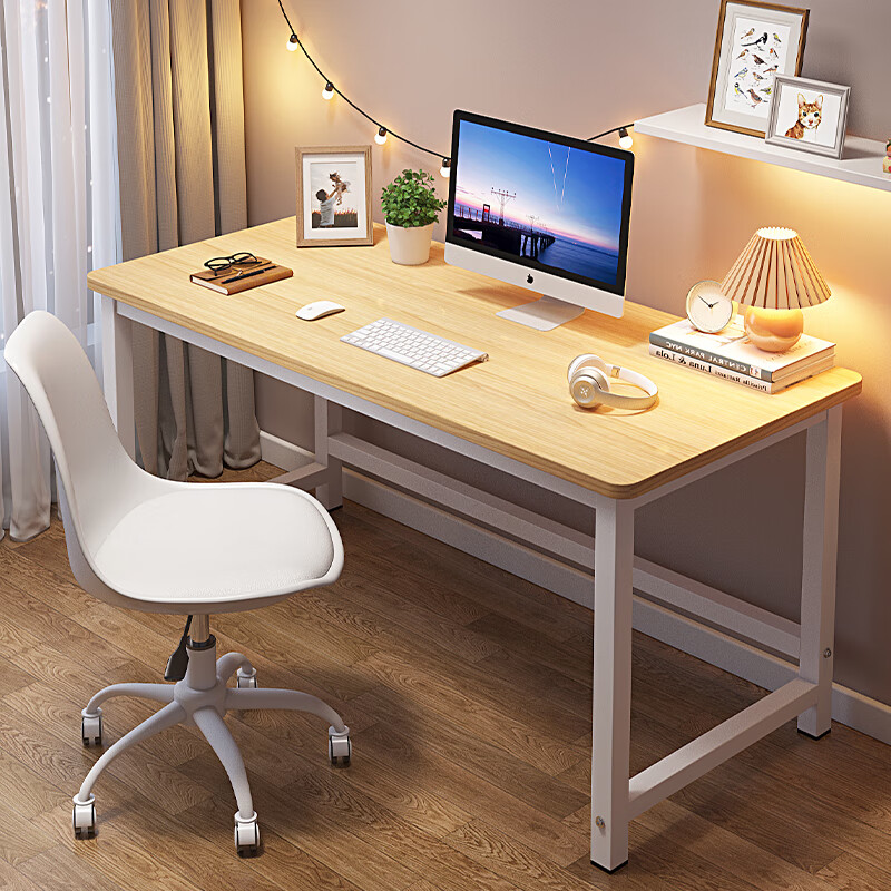 赛森 电脑桌书桌台式办公家用电竞学习桌简易写字双人长条卧室小桌子 白+