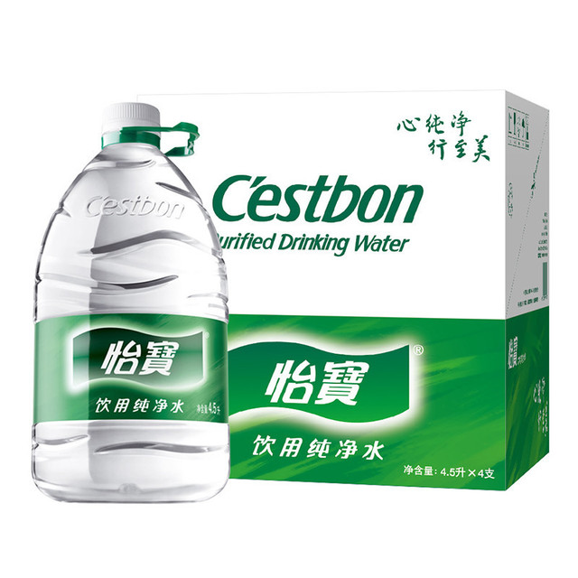 怡宝 饮用水 纯净水4.5L*4桶装水 整箱装 21.81元