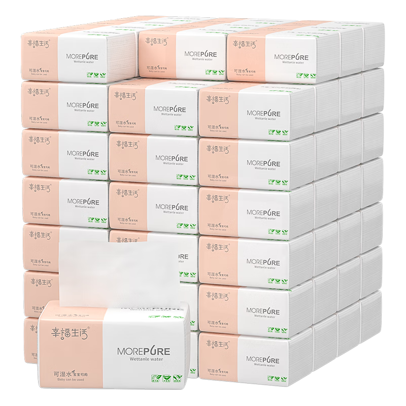 移动端、京东百亿补贴：幸福生活 抽纸 4层75抽30包(175*120mm) 20.57元（需买3件