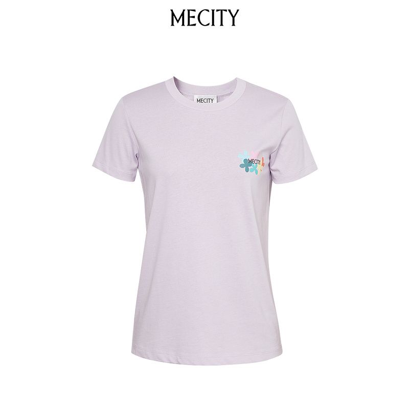 百亿补贴：MECITY 女士夏季新款100%棉纯色修身短袖logo印花T恤女518591 99元