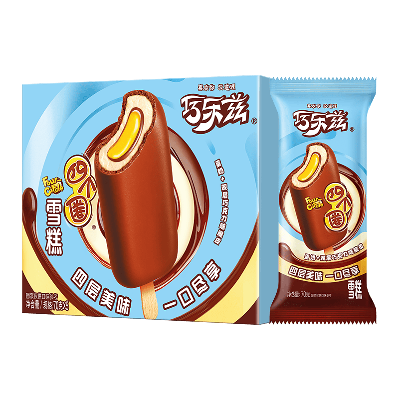 伊利 巧乐兹 四个圈 蛋奶巧克力味冰淇淋 70克×5支 11.33元/件（共34元）