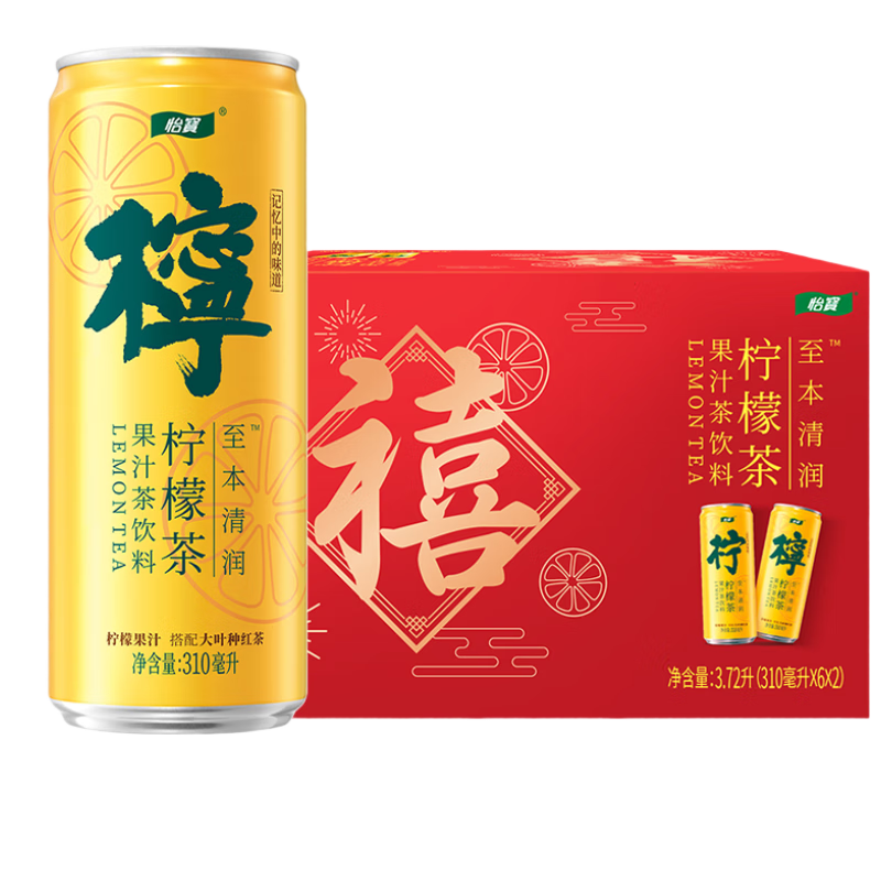 PLUS会员:怡宝件至本清润 柠檬茶 果汁茶饮料310ml*12罐＊2 47.44元包邮（合23.72