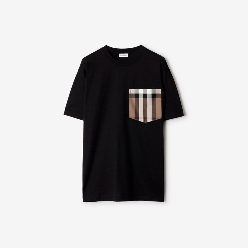 BURBERRY 女装 格纹口袋棉质宽松短袖T恤 多色 2730元