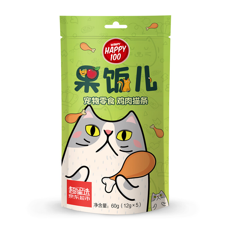 顽皮 果饭儿猫条60g(12g*5条) 鸡肉味猫零食 猫粮猫湿粮 9.9元