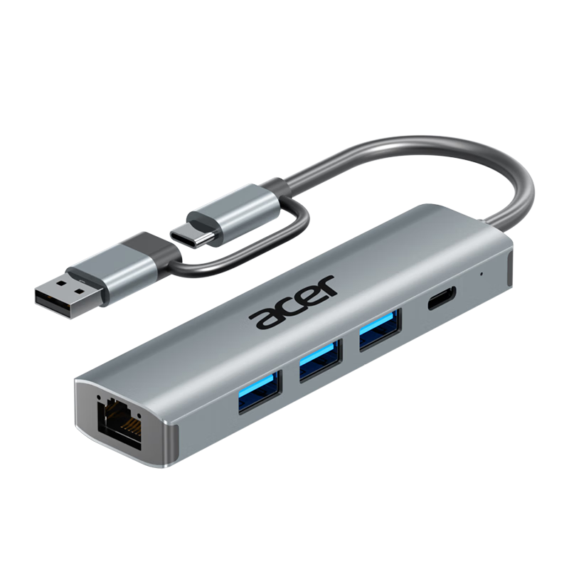 宏碁（acer）USB3.0转千兆网口扩展坞分线器HUB集线器 59.8元