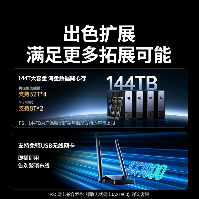 绿联 私有云DXP4800四盘位NAS家用家庭网络存储器主机服务器个人云硬盘AI相册文件同步N100芯片手机平板扩容 2564.1元 - 86线报