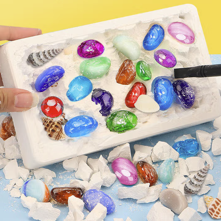 贝可麦拉 儿童考古挖掘玩具七彩宝石矿化石手工DIY早教探索男女孩生日礼物