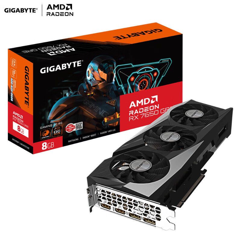 技嘉 RX7650GRE GAMING OC 8G魔鷹臺式機電腦游戲電競設計獨立顯卡 1690元
