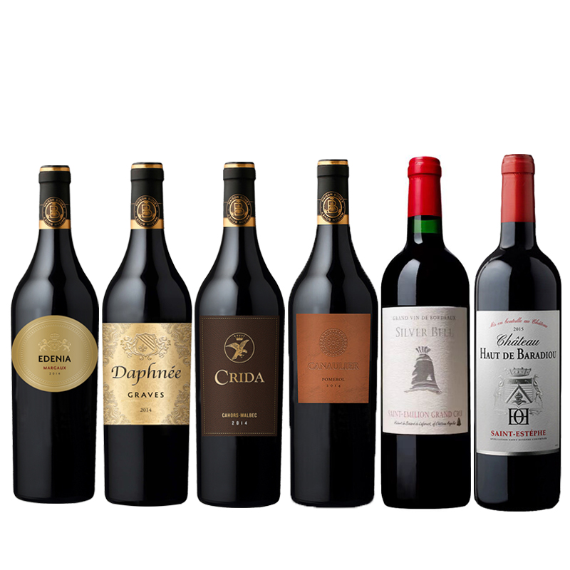 波尔多 BORDEAUX BAOYUE SHIJIA 宝悦世家 精选法定产区代表区品鉴组合 美乐 干红葡萄酒 2014年 750ml*6瓶 798元(需用券)
