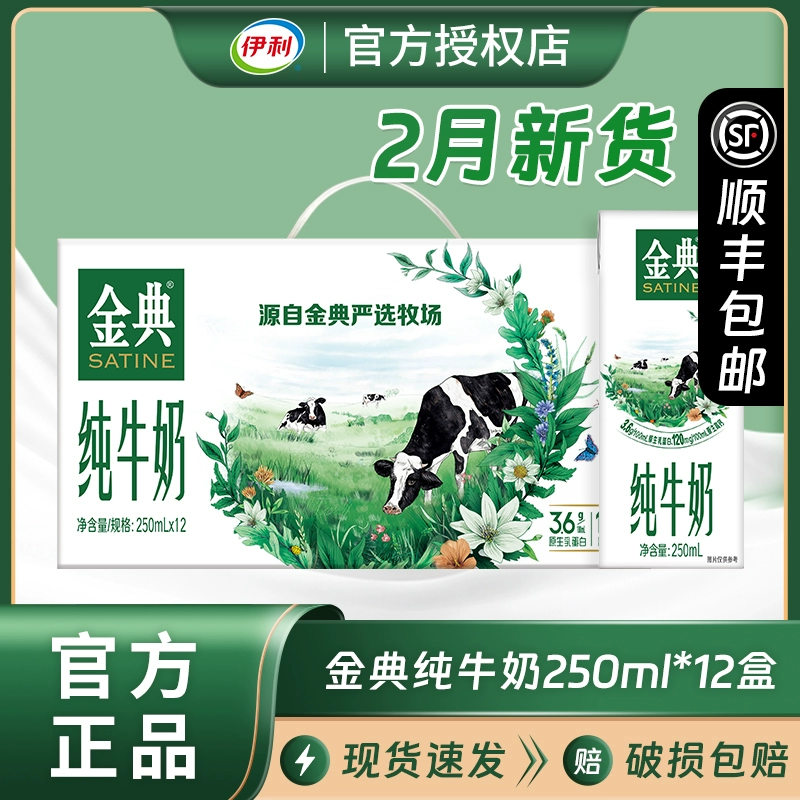 yili 伊利 金典 纯牛奶 12盒*250ml 整箱 ￥36.9