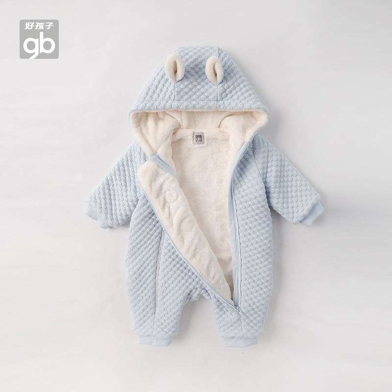gb 好孩子 婴儿夹棉连体衣新生儿保暖哈衣男女宝宝爬服保暖外套 129元（需