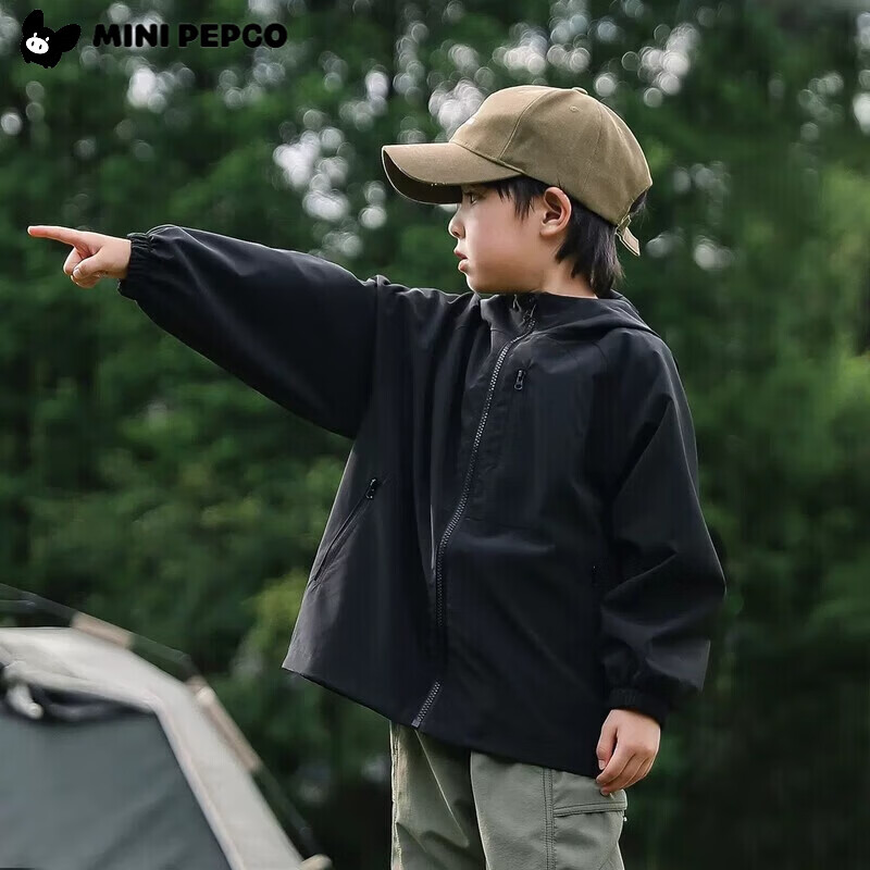 小猪班纳 儿童山系风户外防水三防冲锋衣外套休闲运动潮流百搭童装 玄英