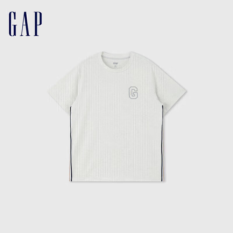 Gap 盖璞 男女装2024夏季新款logo撞色条纹侧缝短袖T恤上衣465602 165.67元（需买3