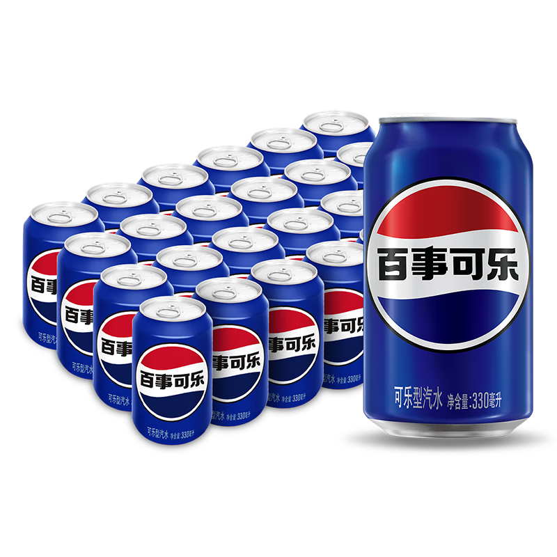 PLUS会员:百事可乐 可乐型汽水 碳酸饮料 330ml*24罐 37.56元（需领券）