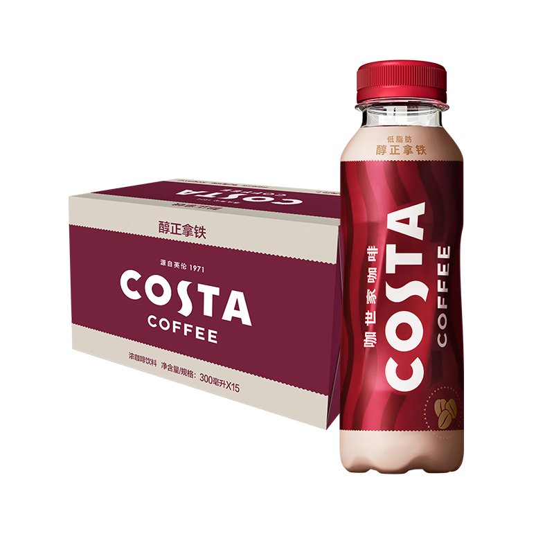 再降价、plus会员：可口可乐（Coca-Cola）COSTA COFFEE 醇正拿铁 浓咖啡饮料 300mlx