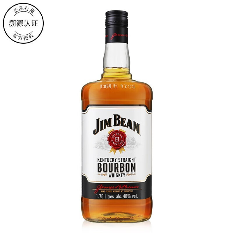 JIM BEAM 金宾 波本威士忌官方授权 大白占边1.75L 1750ml大瓶 119元（需用券）