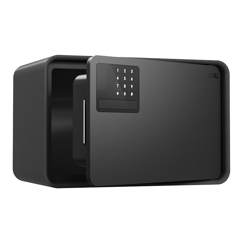 得力 保险柜 25年保险箱 家用电子密码保管箱 自动开门 20cm象牙黑 20密码黑