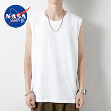 NASA MARVEL 无袖背心男士2024夏季新款圆领套头简约宽松无袖男坎肩透气上衣 