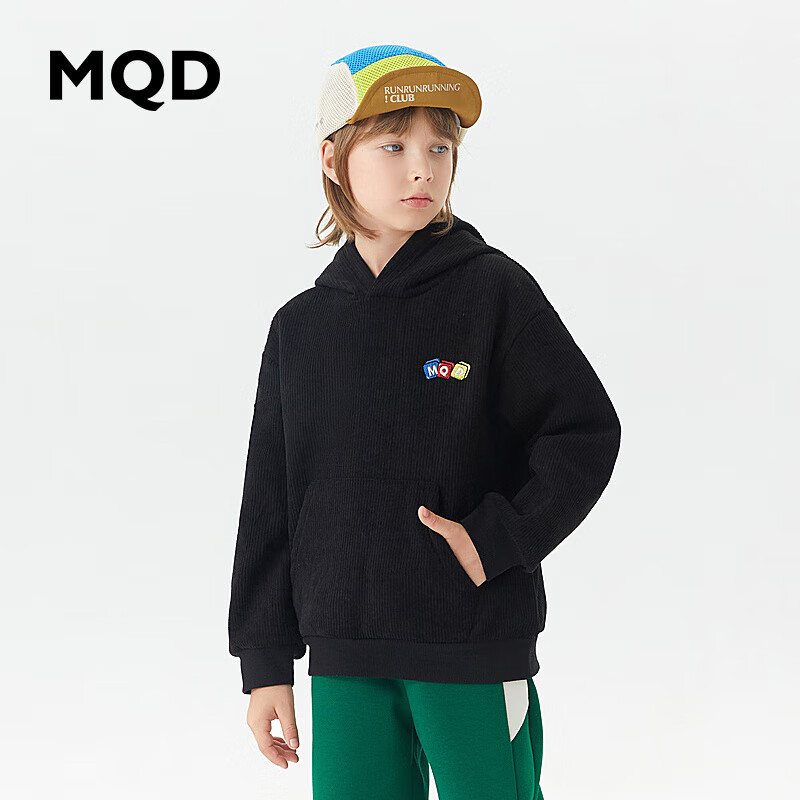 MQD 马骑顿 男童拼接连帽保暖防风灯芯绒卫衣，多色可选 84元（需用券）
