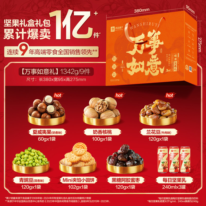 移动端：良品铺子 每日坚果礼盒年货13件5坚果1728g（含开心果）新年品长辈