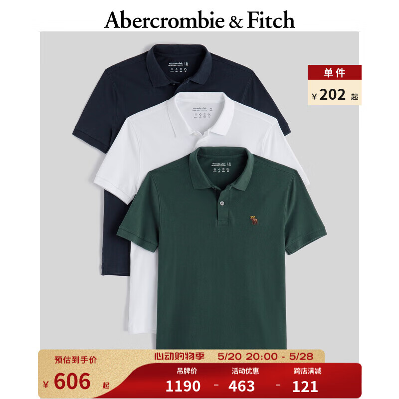 Abercrombie & Fitch 小麋鹿通勤短袖polo衫 KI124-4014 573.37元（需买2件，需用券）