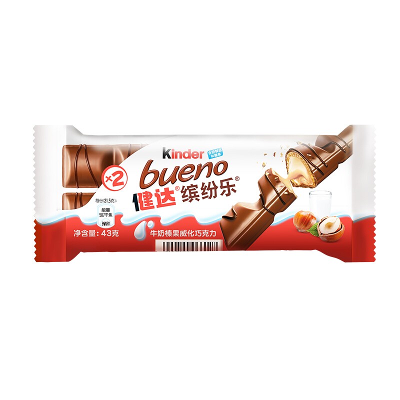 Kinder 健达 缤纷乐巧克力3包6条装129g牛奶榛果威化零食糖果儿童礼物生日礼