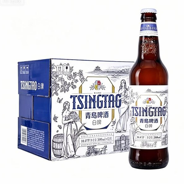 青岛啤酒 全麦精酿白啤瓶装 500mL12瓶整箱赠啤酒扎杯 56.05元（需买2件，需用