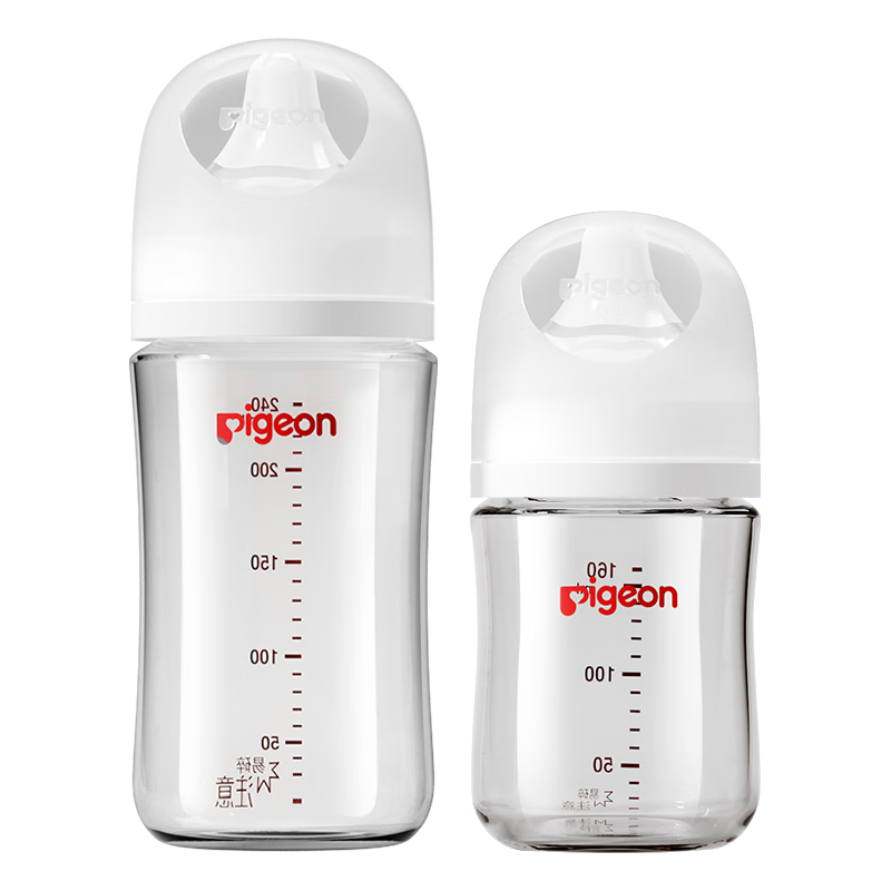 贝亲 奶瓶 婴儿奶瓶 新生儿防胀气奶瓶 宽口径玻璃奶瓶 160ml 0-3个月 +240ml 3-6