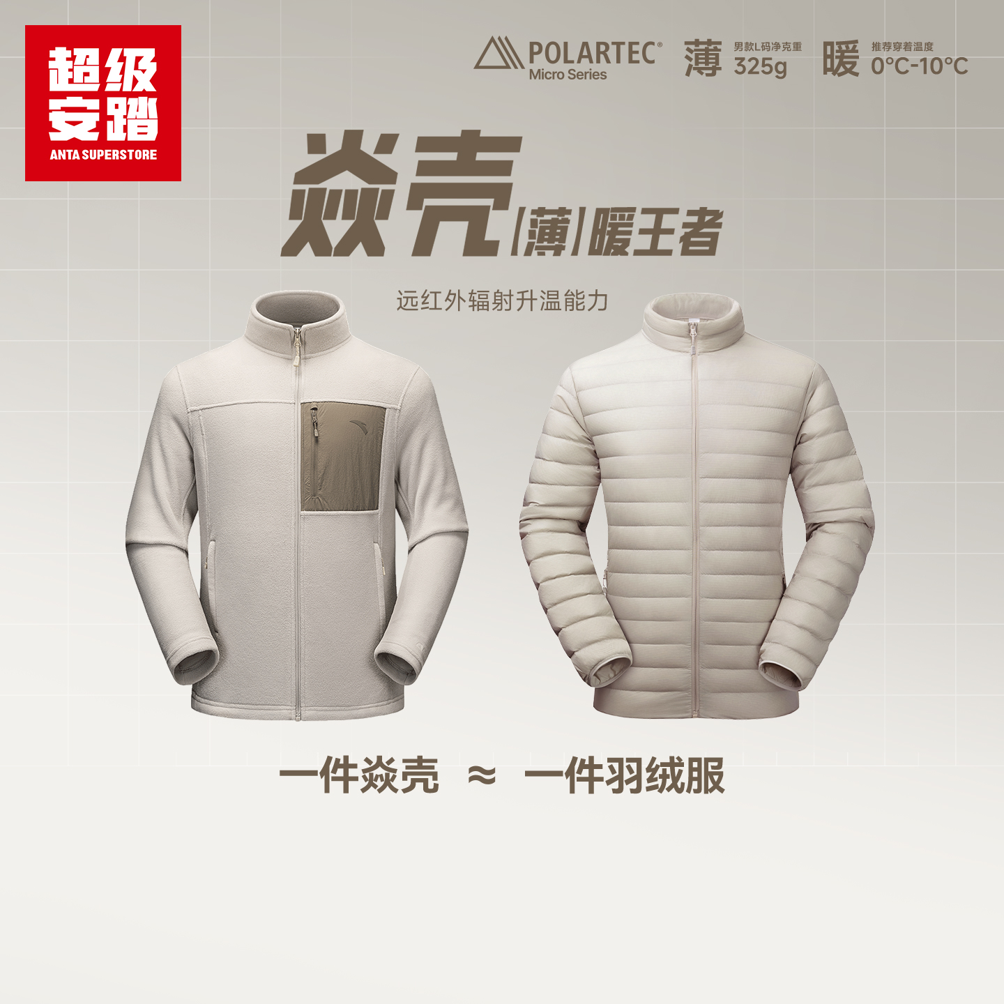 超级安踏 ANTA SUPERSTORE 焱壳 Polartec 男女款抓绒衣 152546707U 225元（买2件，实付