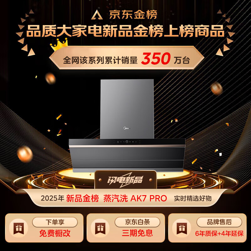 PLUS会员：美的 CXW-140-AK7 PRO 欧式吸油烟机 1634.64元