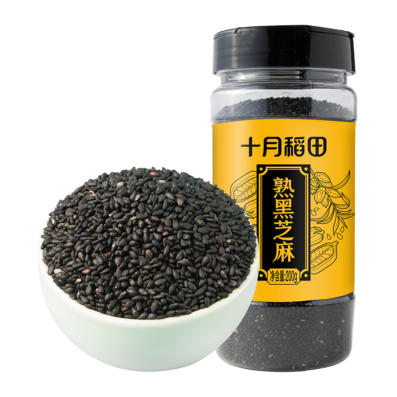 SHI YUE DAO TIAN 十月稻田 熟黑芝麻五谷杂粮200g×1罐即食烘焙熟白芝麻伴侣 7.89