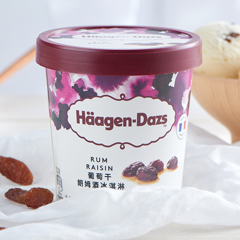 Häagen·Dazs 哈根达斯 Haagen-Dazs）葡萄朗姆酒口味大桶冰淇淋473ml 家庭装 62.3元