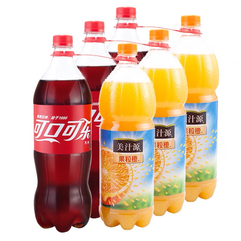 可口可乐 +果粒橙可口可乐组合装1.25L*2瓶 12.26元
