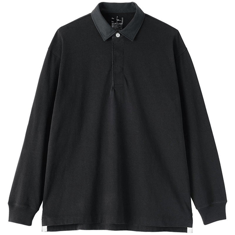 無印良品 MUJI 男式水洗粗棉线长袖POLO衫 96元