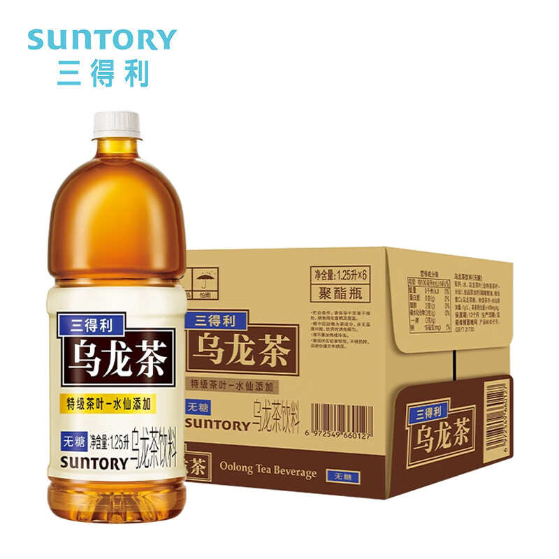 plus会员：三得利（Suntory）乌龙茶 无糖 大瓶茶饮料 1.25L*6瓶 39.9元