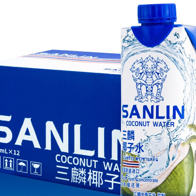 88VIP：SANLIN 三麟 100%椰子水富含天然电解质泰国进口NFC椰青果汁330ml*12瓶箱 47