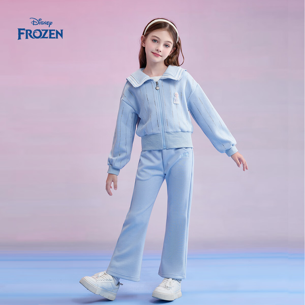 迪士尼 童装女童艾莎运动套装卫衣卫裤两件套 109.9元