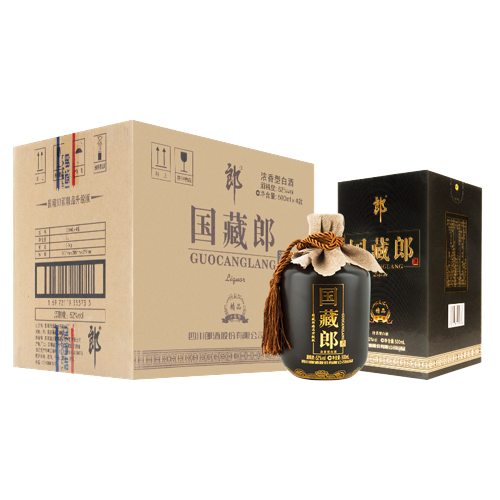 LANGJIU 郎酒 国藏郎 浓香型白酒 佳节礼盒送礼 52度 500mL 4瓶 精品升级版整箱