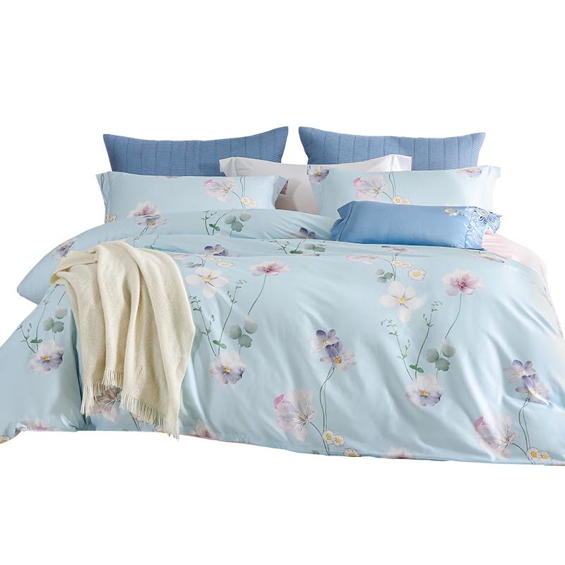 MENDALE 梦洁家纺 床上四件套纯棉床单被套被罩全棉床品套件 花屿 1.5m床(被套