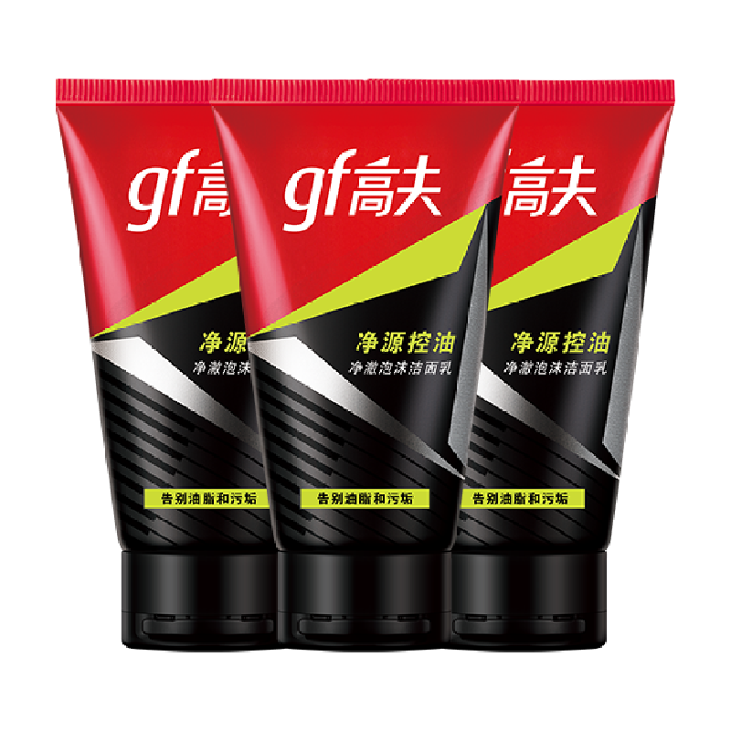 高夫 男士竹炭净源控油泡沫洁面乳100g 13.23元（需买3件，需用券）