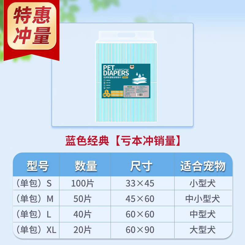 移动端：瓜洲牧 宠物尿垫100片 17.8元（淘金币可抵0.24元起）