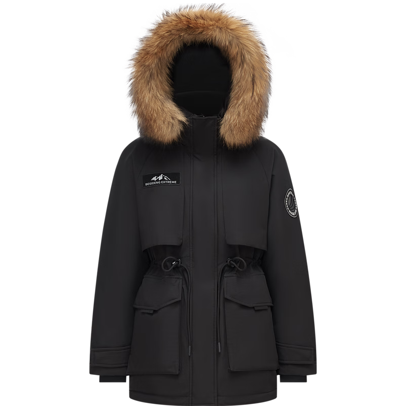 波司登 极寒羽绒服鹅绒女款短款时尚百搭大毛领新国标厚外套 黑色8056 2XL 18