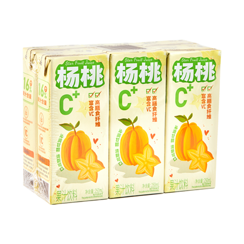 纯粒杨桃c+果汁250ml*6盒 券后6.6元