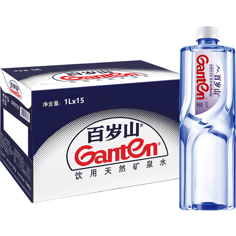 PLUS会员:景田 百岁山 饮用天然矿泉水1L*15瓶 整箱装 家庭健康饮用水 133.67元