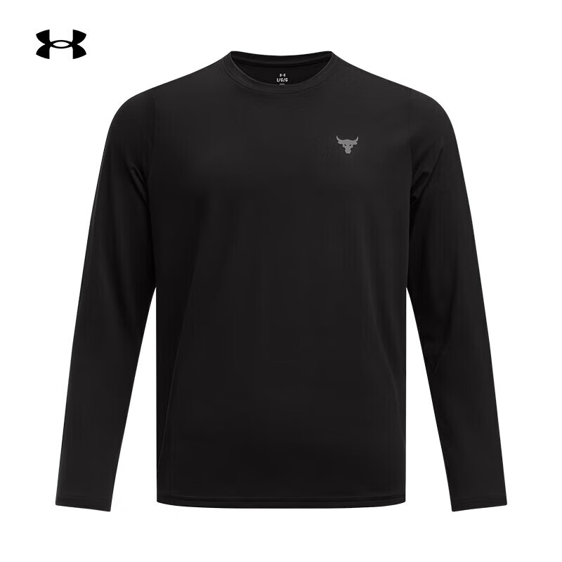 安德玛 UNDERARMOUR）秋冬Project Rock强森男子运动休闲长袖T恤1386871 黑色001 L 399